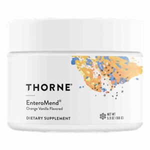 Can of Enteromend by Thorne, one of the best gut healing powders. 