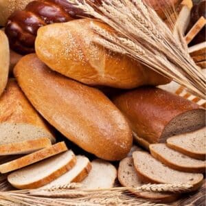 Picture of wheat and bread which are f
oods that cause leaky gut syndrome 