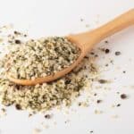 bowl of hemp seeds which are the top pick on the protein in seeds chart