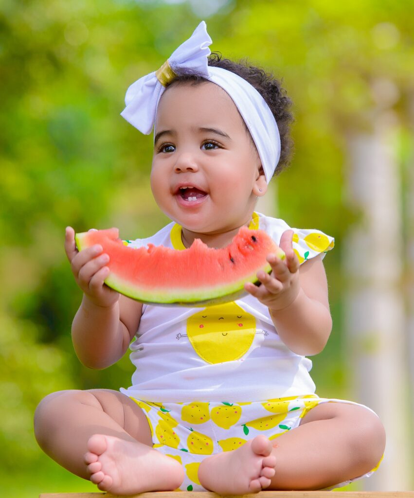 Toddler eating organic food