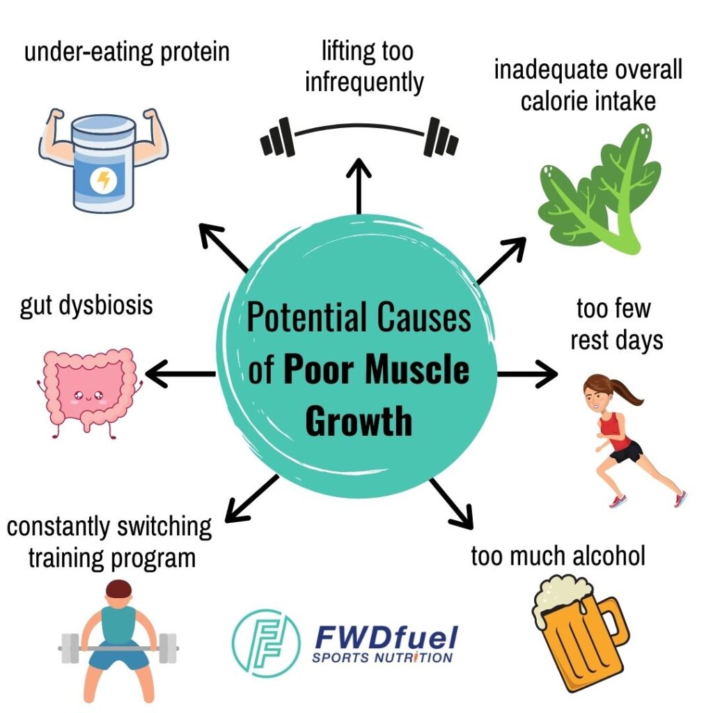 Infographic of potential causes of poor muscle growth