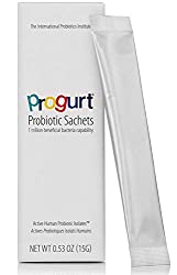 Progurt probitic sachet, a 1 trillion cfu probiotic used in progurt reviews by sports dietitian Abby Grimm