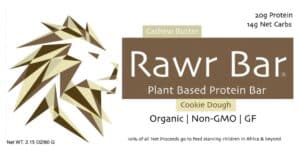 Cookie Dough weight gain protein bar by RAWR Organics