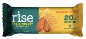 Rise bar almond honey bar with whey protien which is a great bar when working for muscle gain and weight gain. 