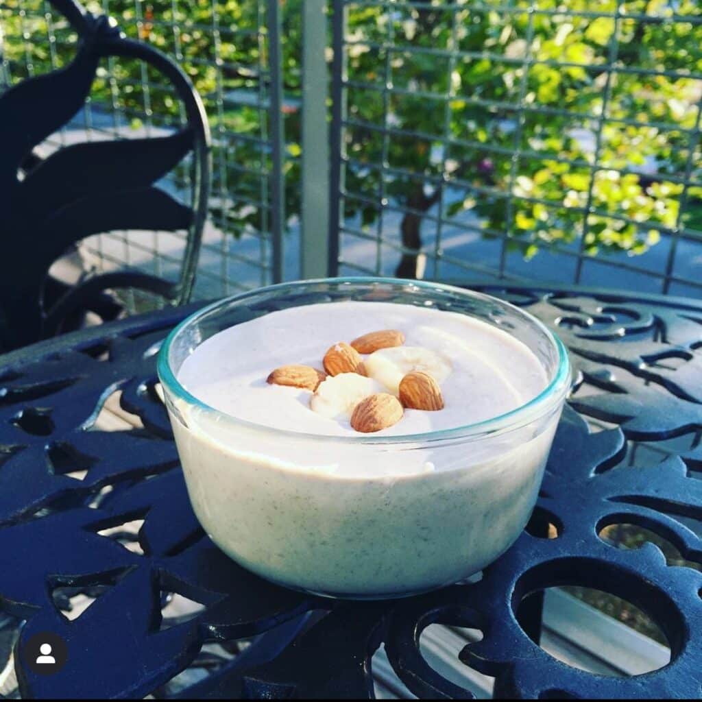 Bowl of Cinnamon Banana Porridge, one of our favorite breakfast porridge recipes when on an aip diet. 