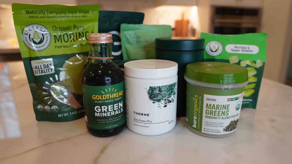 Group of greens powder supplements to test the best time to take greens supplement