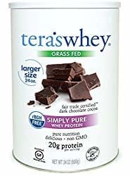 Can of Tera's Organic Fair Trade Certified Dark Chocolate Grass Fed Whey Protein