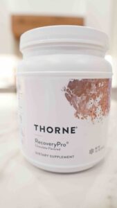 Thorne RecoveryPro Protein shake before bed protein powder.