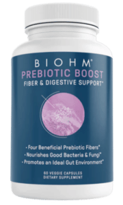 Bottole of BIOHM Prebiotic BOOST - Helps naturally heal the gut and reduce high cortisol levels 